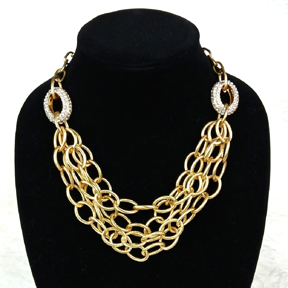 M. Haskell Layered Chain-Link & Rhinestone Necklace